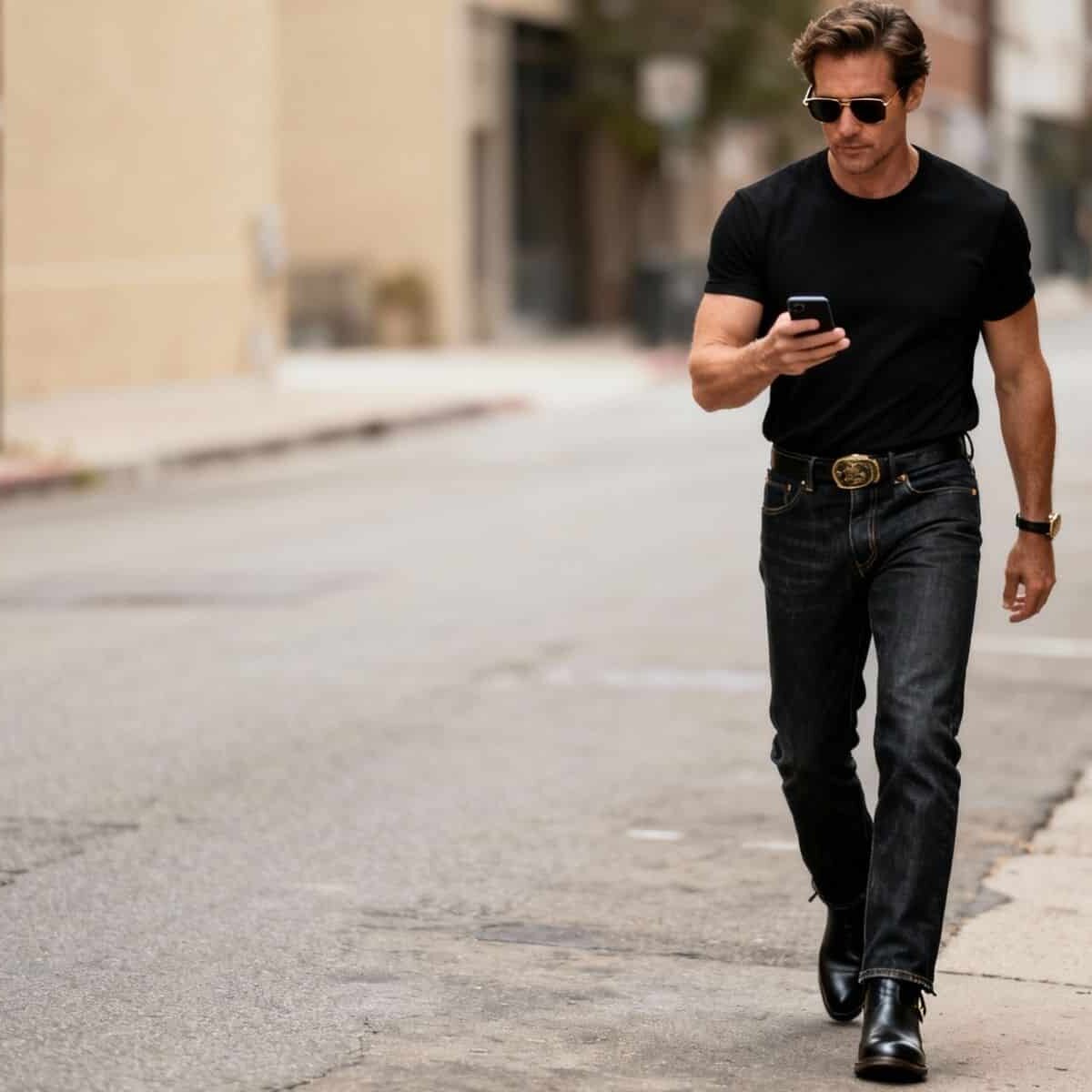 Relaxed man on the street enjoying leisure time, symbolizing success through disciplined trading and precise signals.
