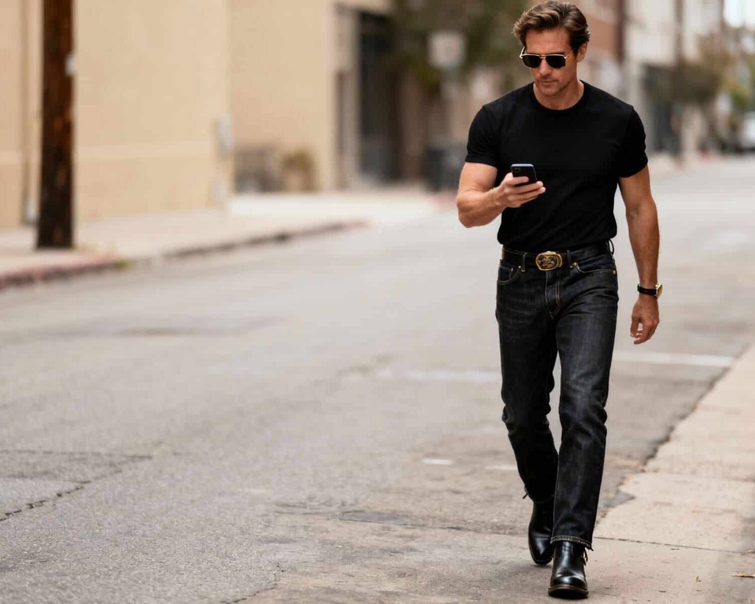 Relaxed man on the street enjoying leisure time, symbolizing success through disciplined trading and precise signals.