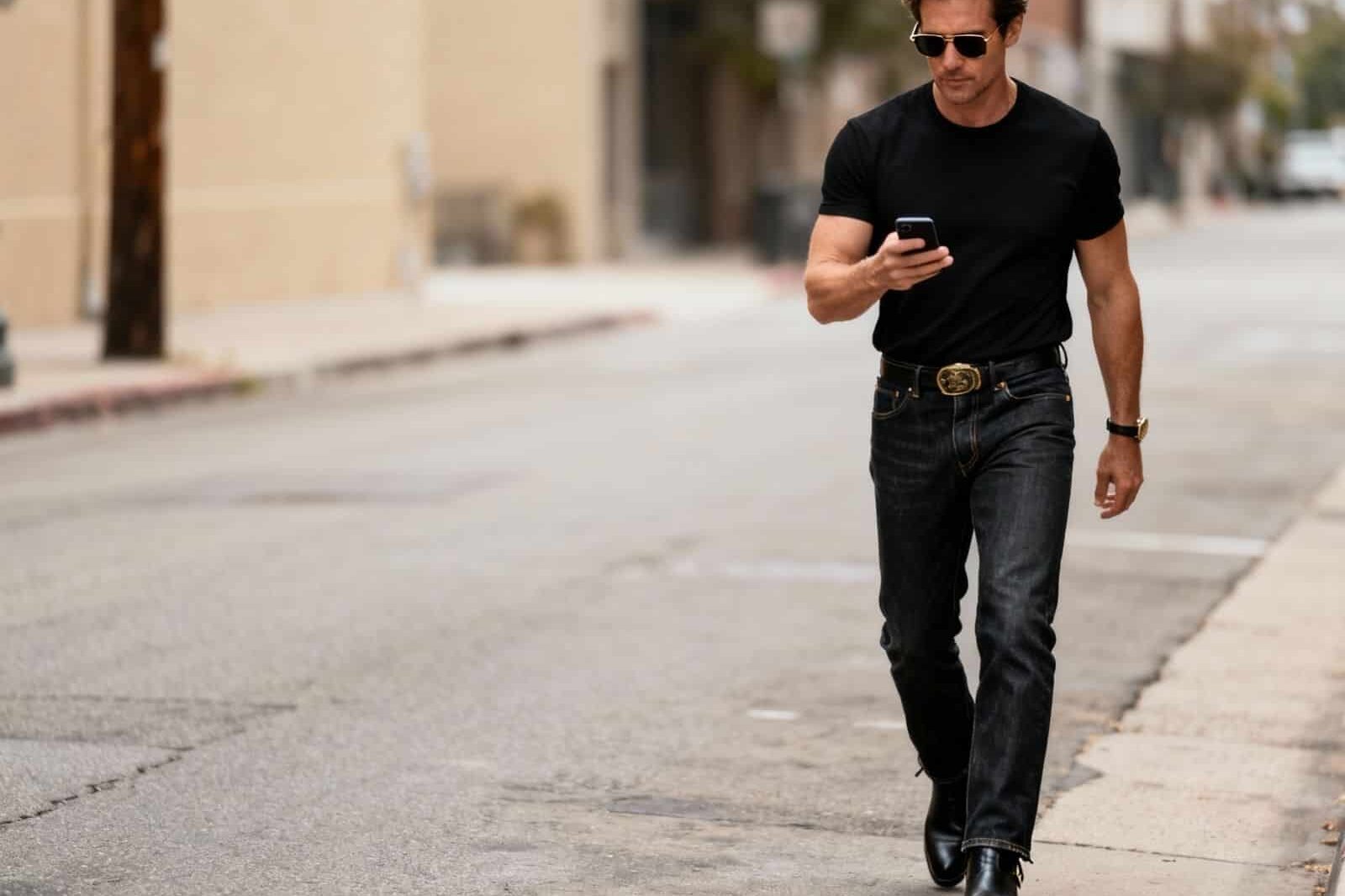 Relaxed man on the street enjoying leisure time, symbolizing success through disciplined trading and precise signals.