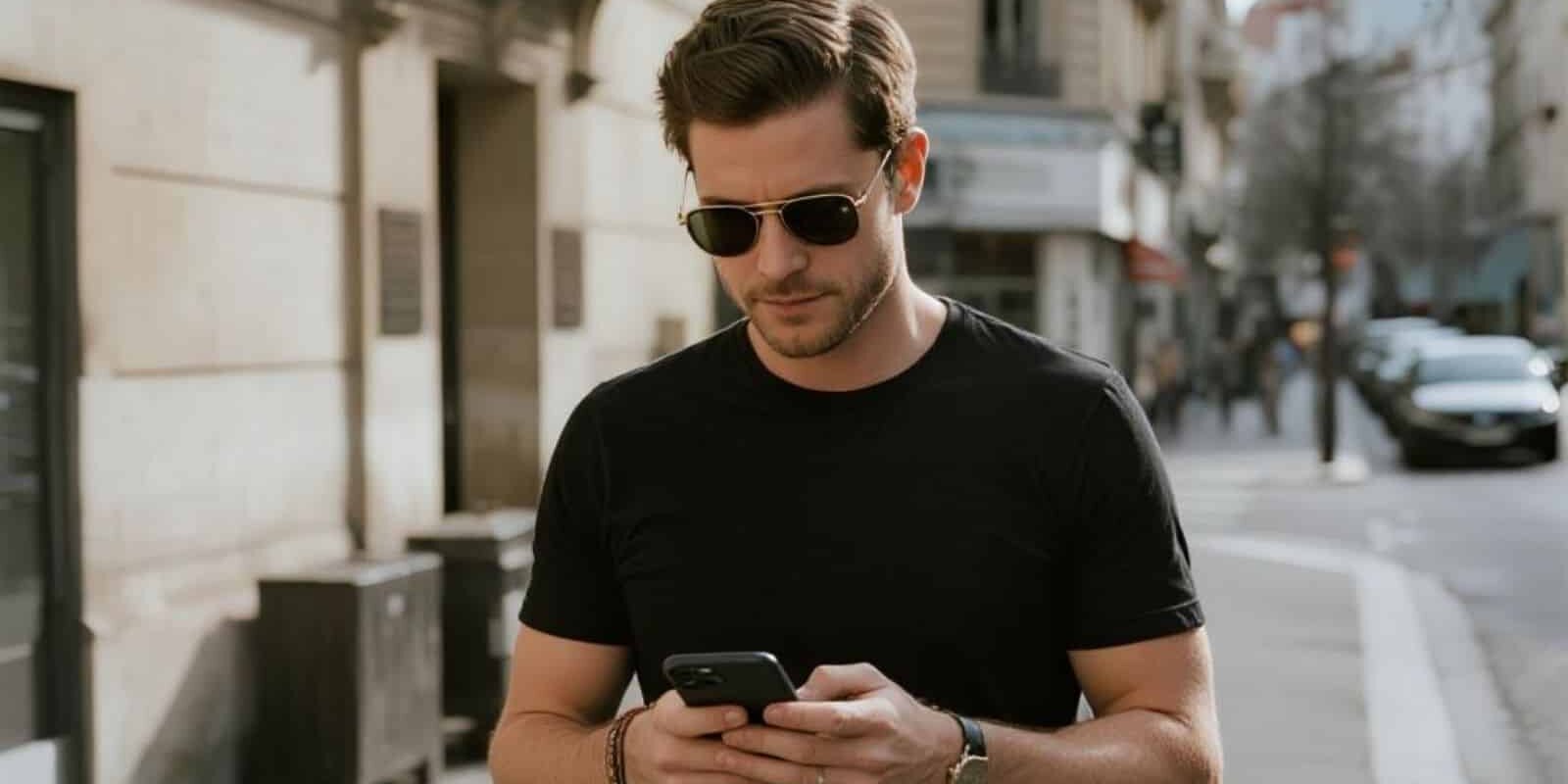 Calm trader embodying luxury understatement as a counterpoint to hectic markets, relying on verified trading signals.